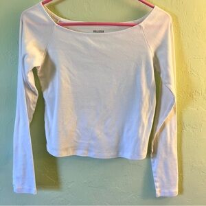 Hollister White Boatneck Long-Sleeve Top